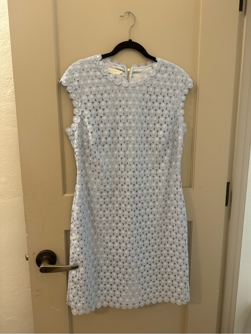 Ted Baker Pale Blue Lace Eyelet Shift Dress Size 4
